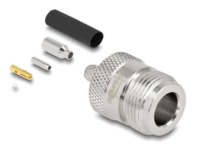 Delock N Buchse zum Crimpen RG-174 / RG-316 mit passendem Schrumpfschlauch