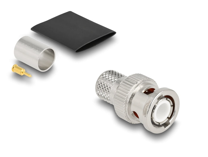 Delock BNC Stecker 50 Ohm zum Crimpen LMR 400 mit passendem Schrumpfschlauch