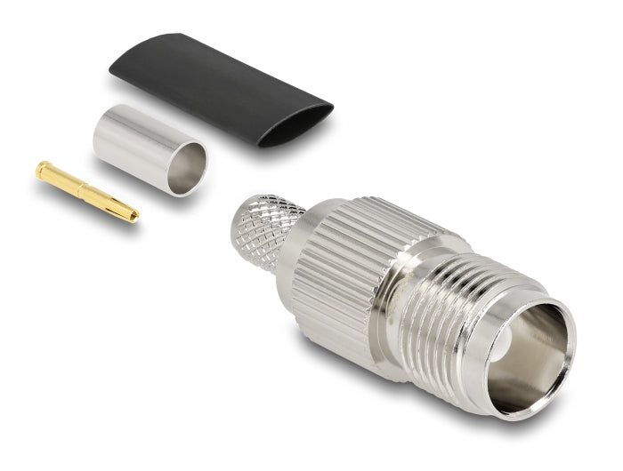 Delock TNC Buchse zum Crimpen RG-59 mit passendem Schrumpfschlauch