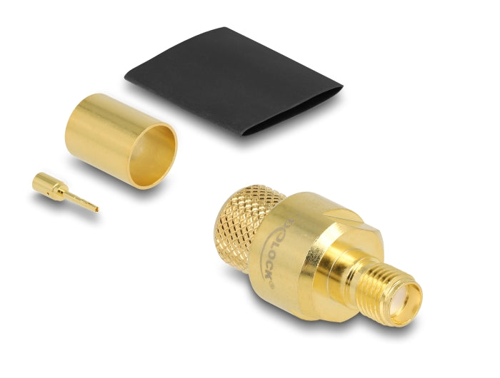 Delock SMA Buchse zum Crimpen LMR400 mit passendem Schrumpfschlauch