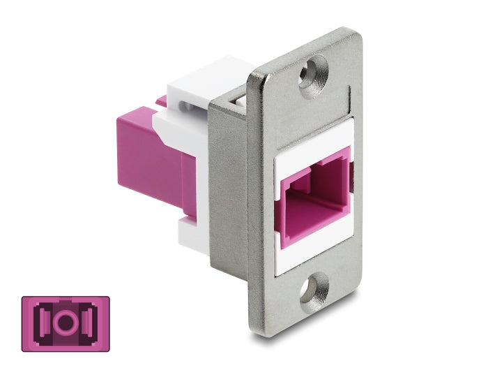 Delock Panel Mount SC Simplex Buchse zu SC Simplex Buchse silber / violett / weiß