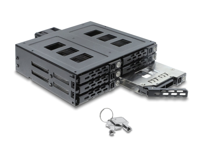 Delock 5.25″ Wechselrahmen für 6 x 2.5″ SATA oder SAS HDD / SSD mit Schloss