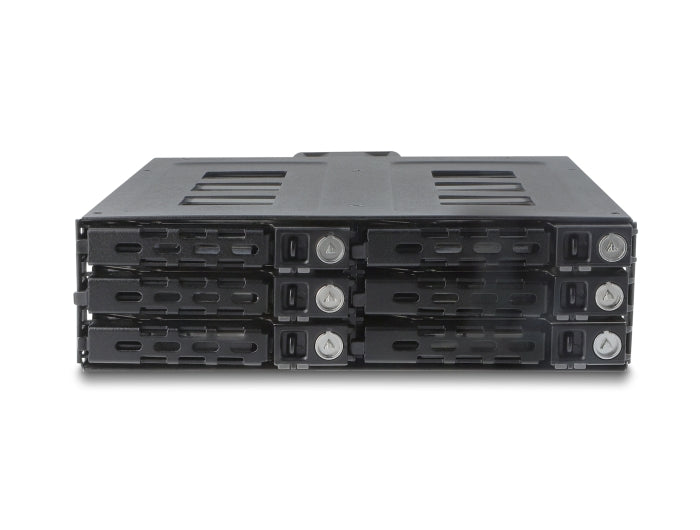 Delock 5.25″ Wechselrahmen für 6 x 2.5″ SATA oder SAS HDD / SSD mit Schloss