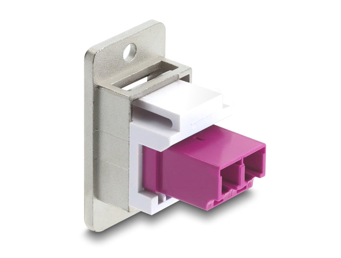 Delock Panel Mount LC Duplex Buchse zu LC Duplex Buchse silber / violett / weiß