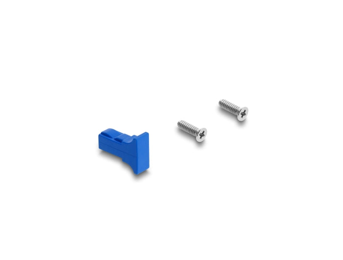 Delock Panel Mount SC Simplex Buchse zu SC Simplex Buchse mit Laserschutzklappe innen silber / blau / weiß