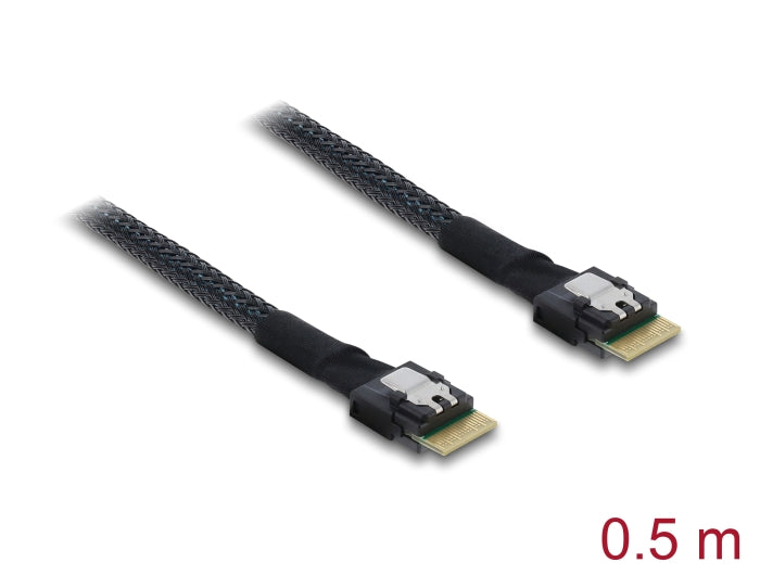 Delock PCIe 4.0 Kabel Slim SAS SFF-8654 4i zu Slim SAS SFF-8654 4i 0,5 m