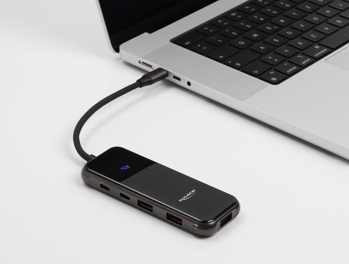 Delock USB Type-C™ Dockingstation 4K - HDMI / USB Hub / SD - Micro SD Slot / PD 3.0 85 W Oberfläche aus gehärtetem Glas