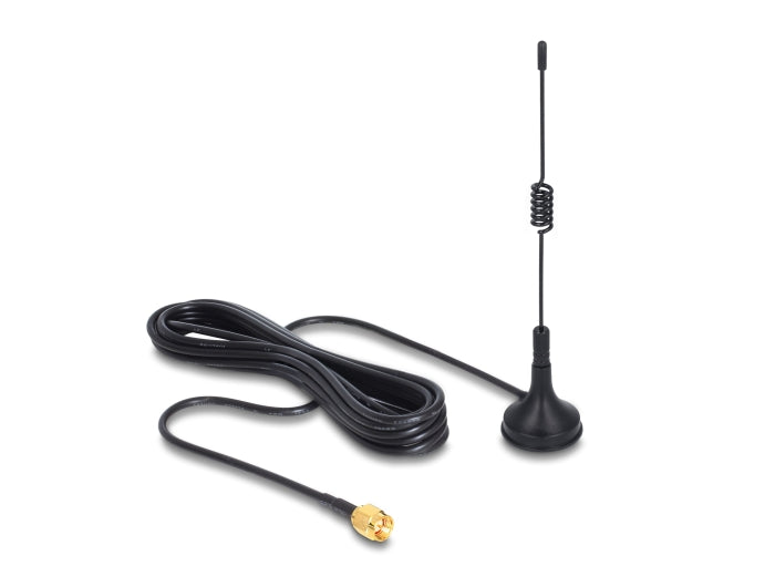 Delock ISM 433 MHz Antenne SMA 3 dBi omnidirektional starr mit magnetischem Standfuß schwarz