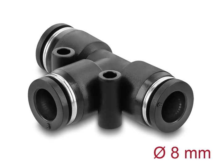 Delock Steckverbinder Pneumatik / Pneumatik Schnellsteckverbinder 8 mm mit zwei Befestigungslöchern T-Form
