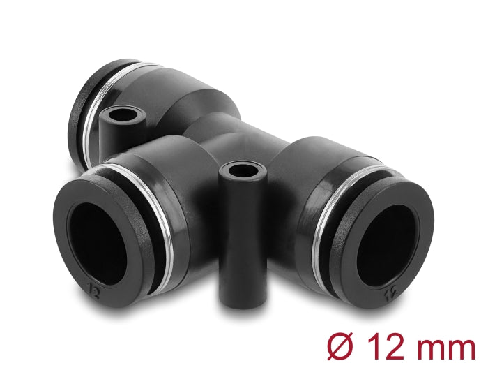 Delock Steckverbinder Pneumatik / Pneumatik Schnellsteckverbinder 12 mm mit zwei Befestigungslöchern T-Form
