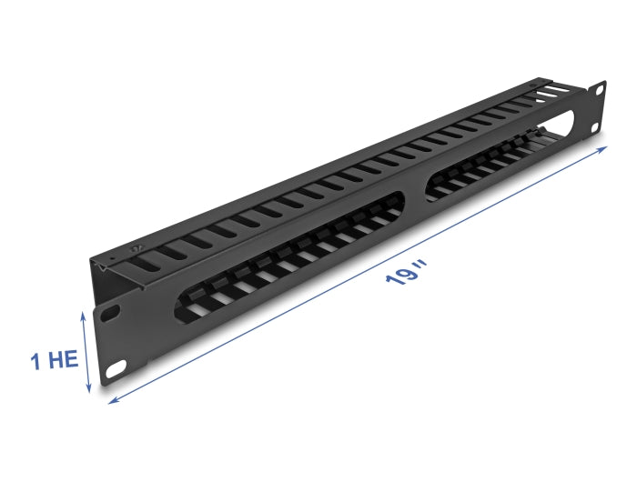 Delock 19″ 1 HE Kabelmanagement Rangierpanel mit 2 Öffnungen 1 HE Metall schwarz