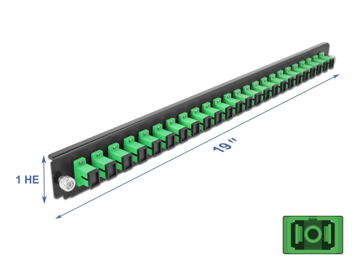 Delock 19″ LWL Spleißbox Frontblende 24 Port SC Simplex grün