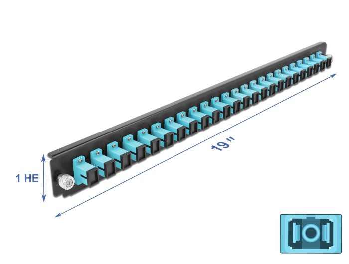 Delock 19″ LWL Spleißbox Frontblende 24 Port SC Simplex aqua