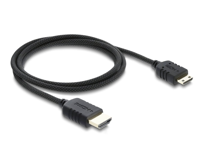 Delock Koaxiales High Speed HDMI Kabel HDMI Stecker zu Mini HDMI Stecker 8K 60 Hz mit Geflechtmantel 1 m