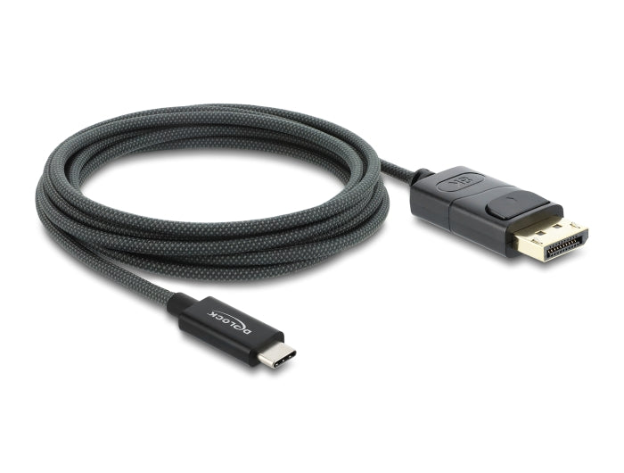 Delock Koaxiales USB Type-C™ zu DisplayPort Kabel (DP Alt Mode) 4K 60 Hz mit Geflechtmantel 2 m
