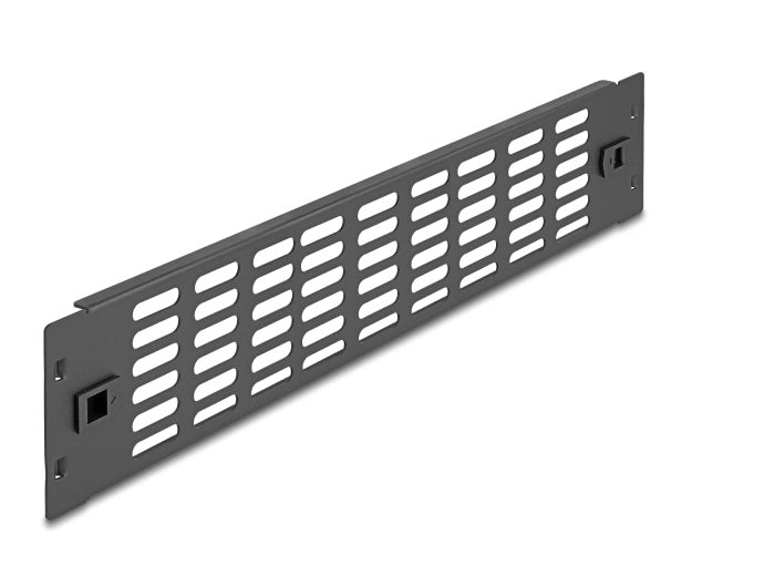 Delock 19″ Netzwerkschrank Panel mit Lüftungsschlitzen werkzeugfrei 2 HE schwarz