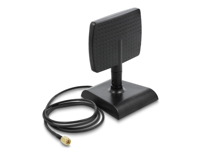 Delock WLAN WiFi 6 Antenne RP-SMA Stecker 4 - 6 dBi direktional mit magnetischem Standfuß mit Kippgelenk
