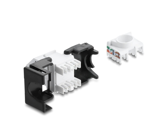Delock Keystone Modul RJ45 Buchse zu LSA Cat.6 45° gewinkelte Buchse ungeschirmt schwarz / weiß