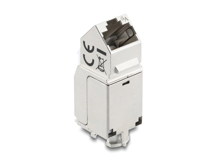 Delock Keystone Modul RJ45 Buchse zu LSA Cat.6A 45° gewinkelte Buchse geschirmt 90° Kabelführung werkzeugfrei Metall