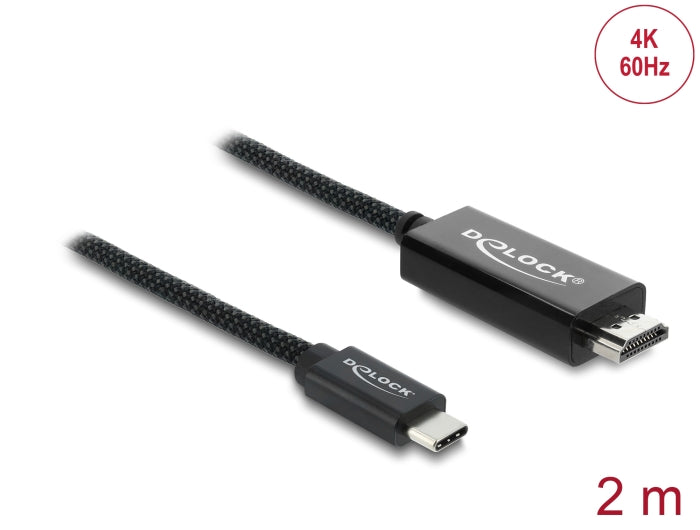 Delock Koaxiales USB Type-C™ zu HDMI Kabel (DP Alt Mode) 4K 60 Hz mit Geflechtmantel 2 m