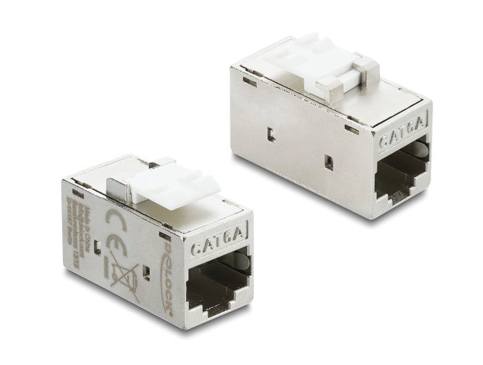 Delock Keystone Modul Kupplung RJ45 Buchse zu RJ45 Buchse Cat.6A Metall silber / weiß