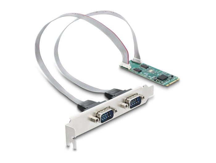 Delock M.2 Karte zu 2 x Seriell RS-232 DB9 mit Standard und Low Profile Slotblenden