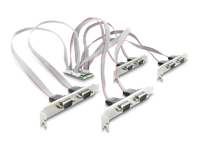 Delock Mini PCIe I/O full size Karte zu 8 x Seriell RS-232 DB9 mit Standard und Low Profile Slotblenden