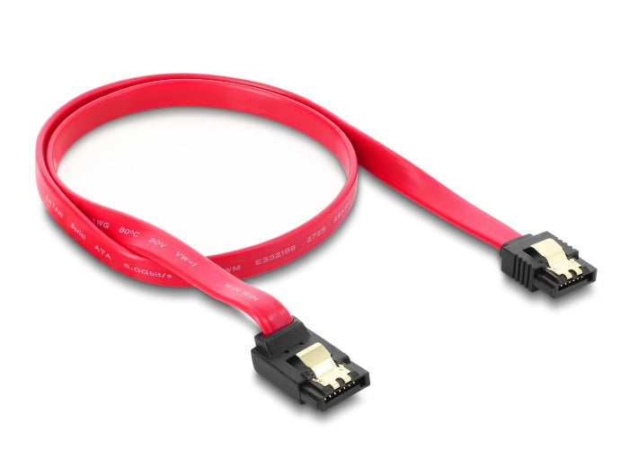 Delock SATA 6 Gb/s Kabel gerade auf oben gewinkelt 50 cm rot