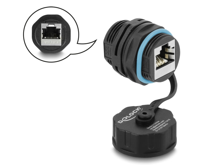Delock Kabelverbinder RJ45 Buchse zu RJ45 Buchse Cat.6A mit Verschlusskappe wasserfest