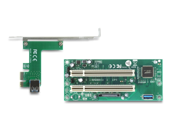 Delock Riser Karte PCI Express x1 zu 2 x PCI 32 Bit Slot mit 60 cm Kabel