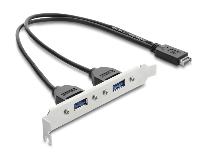 Delock USB Typ-E Key A Stecker zu 2 x USB 5 Gbps Typ-A Buchse mit Slotblech Anschlusskabel 35,5 cm