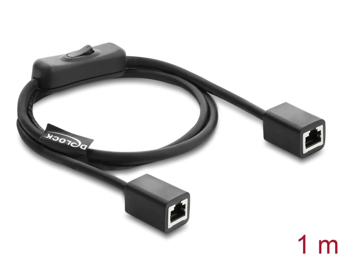 Delock RJ45 Kabel Buchse zu Buchse mit Schalter Cat.6 F/UTP 1 m - Netzwerkschaltung schwarz