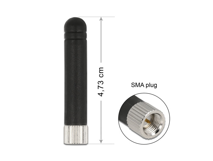 Delock LPWAN 868 MHz Antenne SMA Stecker 1,6 dBi omnidirektional starr schwarz