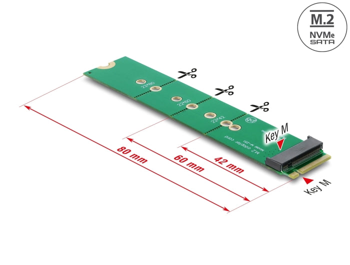 Delock Adapter M.2 Key M Stecker zu M.2 Key M Slot - Portschoner und Verlängerung