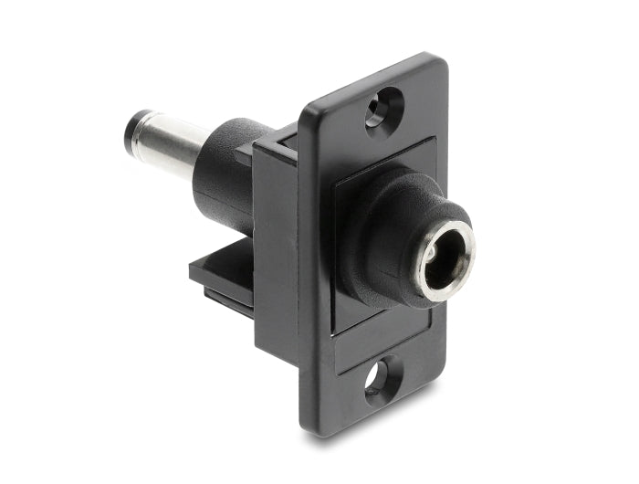 Delock Panel Mount DC 5,5 x 2,1 mm Buchse zu DC 5,5 x 2,1 mm Stecker schwarz