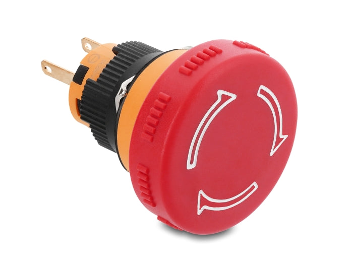 Delock Pilzkopf Taster zum Einbau 16 mm 2 x Lötanschluss Kunststoff 32 mm Ø