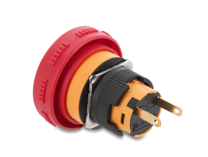 Delock Pilzkopf Taster zum Einbau 16 mm 2 x Lötanschluss Kunststoff 32 mm Ø