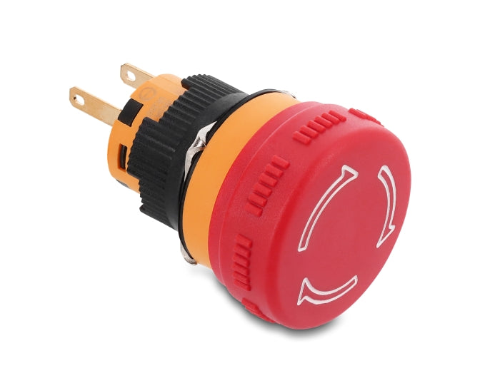 Delock Pilzkopf Taster zum Einbau 16 mm 2 x Lötanschluss Kunststoff 26 mm Ø