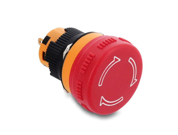 Delock Pilzkopf Taster zum Einbau 16 mm 2 x Lötanschluss (kurz) Kunststoff 26 mm Ø
