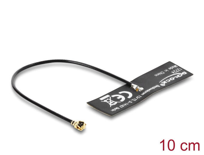 Delock WiFi 6 Antenne I-PEX Inc., MHF® I Stecker 4,5 - 5,0 dBi omnidirektional mit Anschlusskabel 1.13 10 cm FPC intern Klebemontage