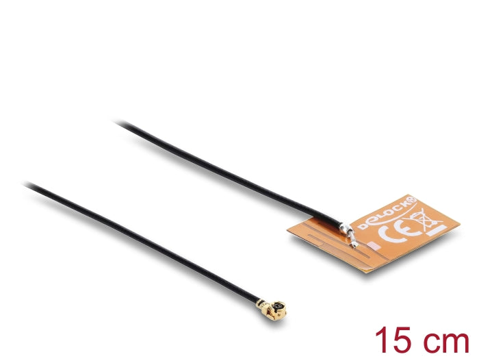 Delock WiFi 2,4 GHz Antenne I-PEX Inc., MHF® I Stecker 2 - 3 dBi omnidirektional mit Anschlusskabel 1.13 15 cm FPC intern Klebemontage