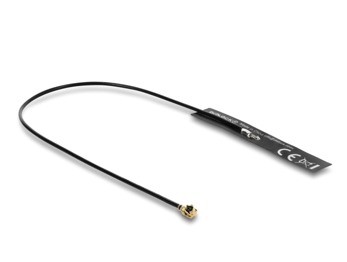 Delock WiFi 2,4 GHz Antenne I-PEX Inc., MHF® I Stecker 3,4 dBi omnidirektional mit Anschlusskabel 1.13 18 cm FPC intern Klebemontage