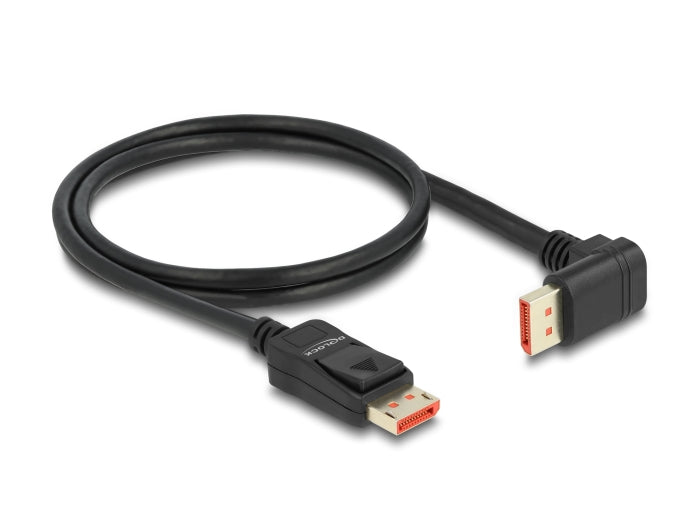 Delock DisplayPort Kabel Stecker gerade zu Stecker 90° unten gewinkelt 8K 60 Hz 1 m