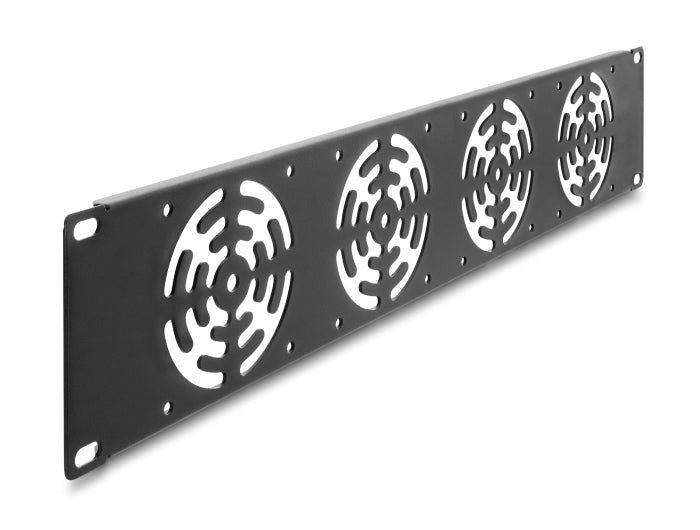 Delock 19″ 2 HE Rackblende für 4 Lüfter 80 x 80 mm dunkelgrau