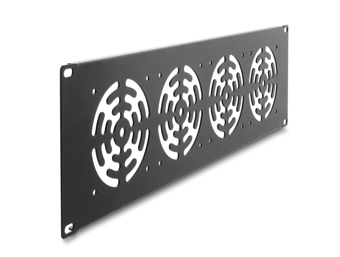 Delock 19″ 3 HE Rackblende für 4 Lüfter 92 x 92 mm dunkelgrau