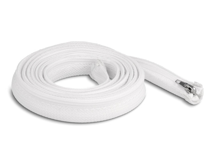 Delock Geflechtschlauch mit Reißverschluss hitzebeständig 2 m x 20 mm weiß