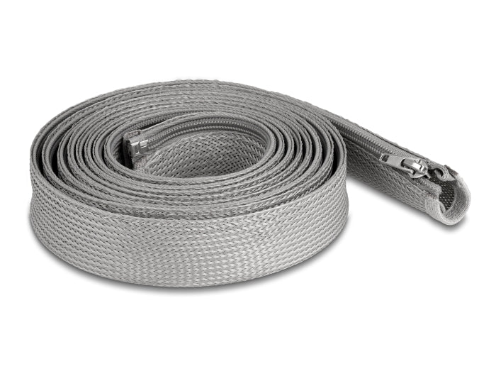 Delock Geflechtschlauch mit Reißverschluss hitzebeständig 3 m x 30 mm grau