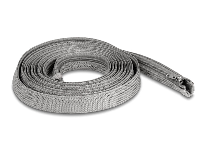 Delock Geflechtschlauch mit Reißverschluss hitzebeständig 3 m x 20 mm grau