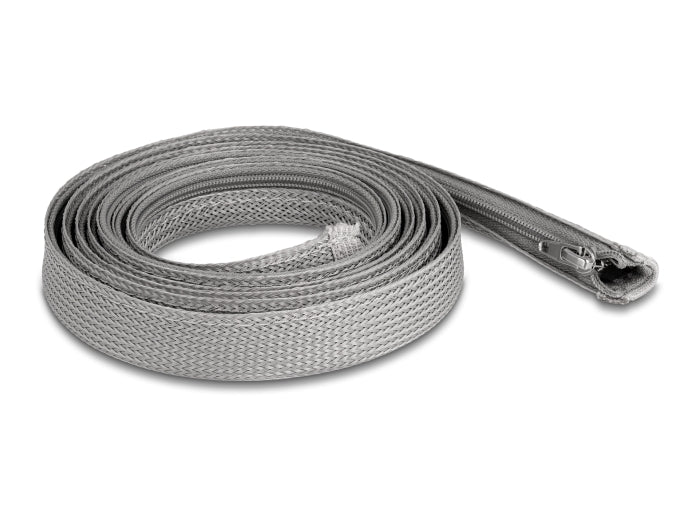Delock Geflechtschlauch mit Reißverschluss hitzebeständig 2 m x 20 mm grau