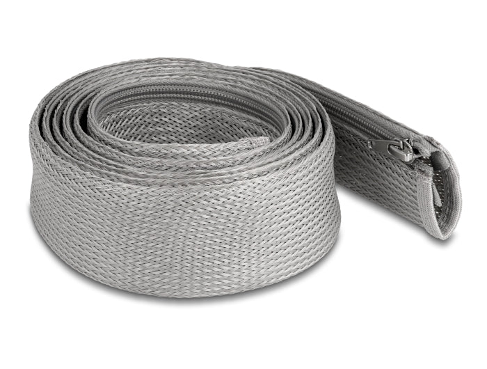 Delock Geflechtschlauch mit Reißverschluss hitzebeständig 2 m x 50 mm grau